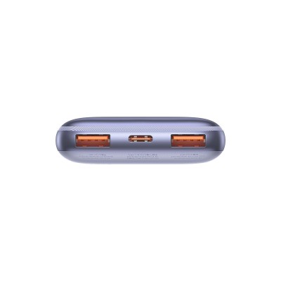 Baseus Bipow Pro Powerbank 10000mAh, 2xUSB, USB-C, 22,5W + USB-C kábel (lila)