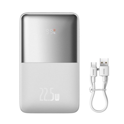 Baseus Bipow Pro Powerbank 20000mAh, 2xUSB, USB-C, 22.5W  + USB-USB-C 3A kábel (fehér)