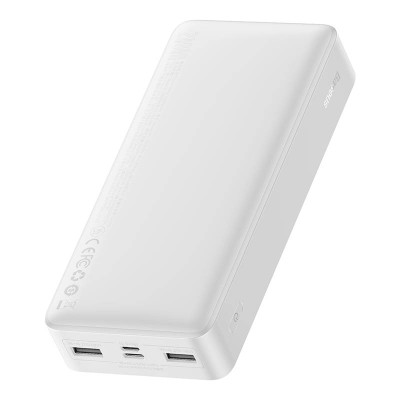 Baseus Bipow Powerbank, 2x USB, USB-C, Micro USB, 20000mAh, 15W (fehér)