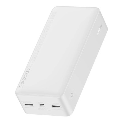 Baseus Bipow Powerbank, 30000mAh, 2xUSB, USB-C, Micro USB, 15W (fehér)