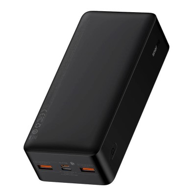 Baseus Bipow Powerbank, 30000mAh, 2xUSB, USB-C, Micro USB, 20W (fekete)