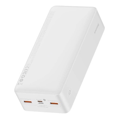 Baseus Bipow Powerbank, 30000mAh, 2xUSB, USB-C, Micro USB, 20W (fehér)