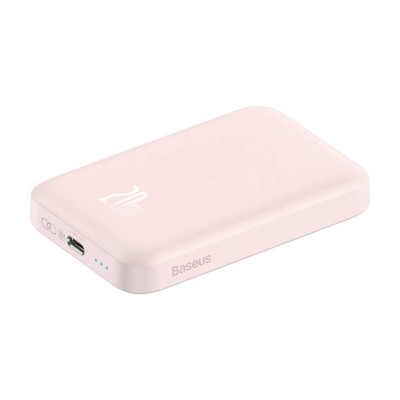 Baseus Magnetic Powerbank 6000mAh 20W + USB-C kábel, 60W, 50 cm, rózsaszín