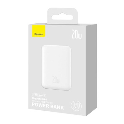 Baseus Magnetic Mini (MagSafe) Powerbank 10000mAh, USB-C, 20W (fehér) 