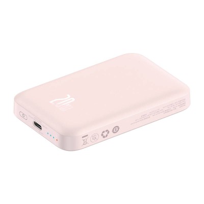 Baseus Magnetic Mini, Powerbank, MagSafe, 6000mAh, USB-C, 20W (rózsaszín)