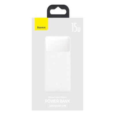 Baseus Bipow PowerBank 10000mAh, 2xUSB, USB-C, 15W (fehér)