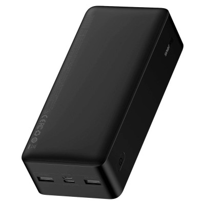 Baseus Bipow Powerbank, 30000mAh, 2xUSB, USB-C, Micro USB, 15W (fekete)