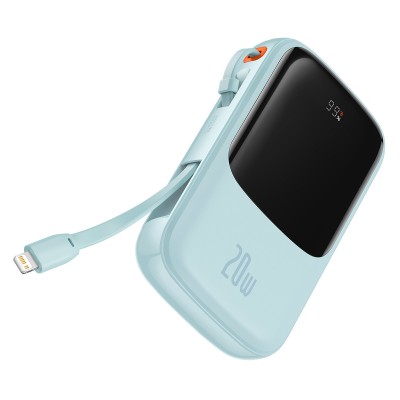 Baseus Qpow Pro Powerbank Lightning kábellel, USB-C, USB, 10000mAh, QC, 20W (kék)