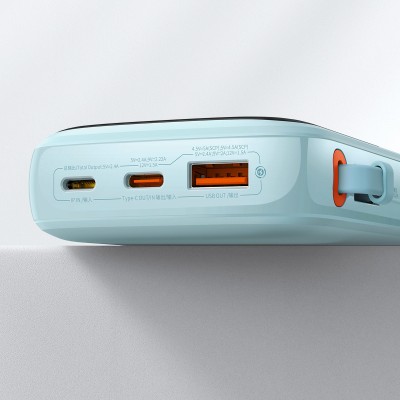 Baseus Qpow Pro Powerbank Lightning kábellel, USB-C, USB, 10000mAh, QC, 20W (kék)