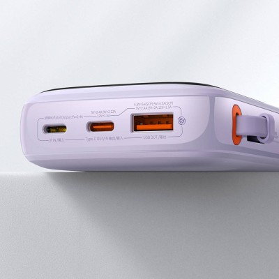 Baseus Qpow Pro Powerbank Lightning kábellel, USB-C, USB, 10000mAh, QC, 20W (lila)