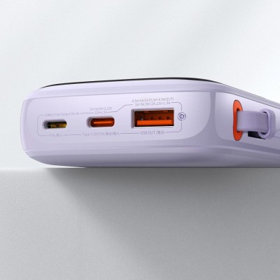 Baseus Qpow Pro Powerbank USB-C kábellel, USB-C, USB, 10000mAh, QC, 22.5W (lila)