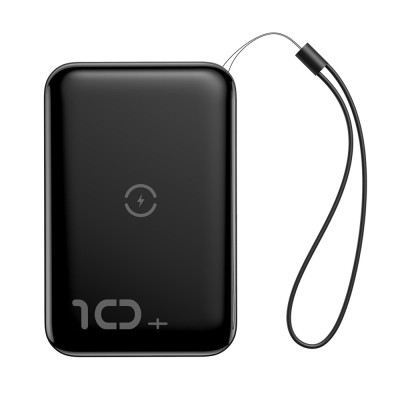 Baseus Mini S Power Bank induktív töltéssel, 10000mAh, 18W, USB (fekete)