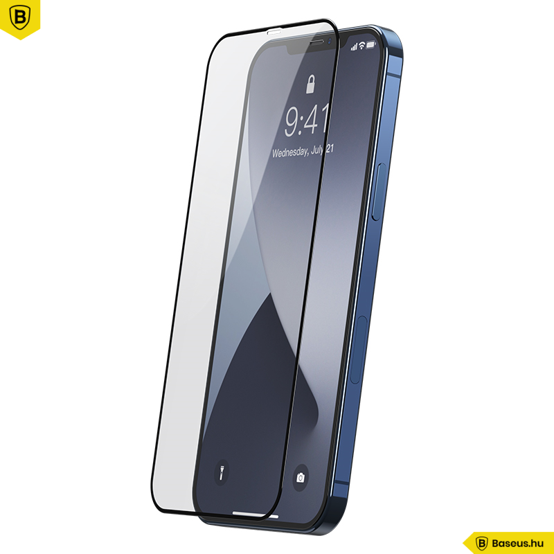 Baseus iPhone 12 Mini 0,25mm kijelzővédő üvegfólia (2db/cs.) - Fekete