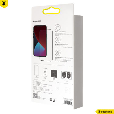 Baseus iPhone 12 Mini 0,25mm kijelzővédő üvegfólia (2db/cs.) - Fekete