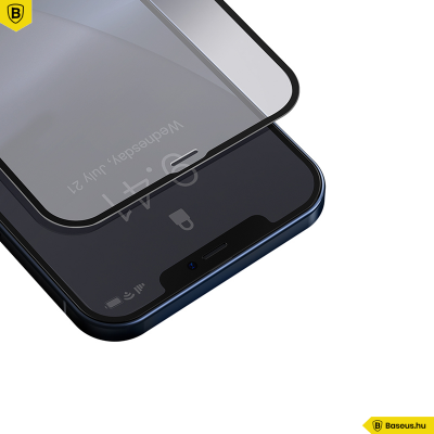 Baseus iPhone 12 Mini 0,23mm kijelzővédő üvegfólia (2db/cs.) - Fekete