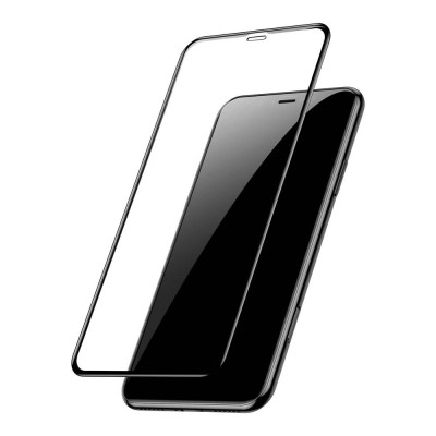 Baseus kijelzővédő edzett üveg okostelefonhoz, 0.3mm, 9H, iPhone 11 Pro  fekete kerettel, 2db.