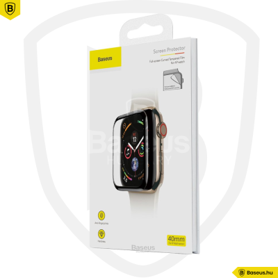 Baseus 40mm Apple Watch 4-es 0,2mm vastag teljes képernyős üvegfólia - Fekete