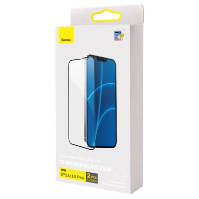 Baseus kijelzővédő üvegfólia Tempered Glass 0.23mm iPhone 13/13 Pro készülékhez (2db)