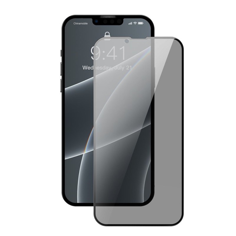 Baseus Tempered Glass Anti-spy 0.23mm kijelzővédő üvegfólia iPhone 13 / 13 Pro készülékhez (2db)