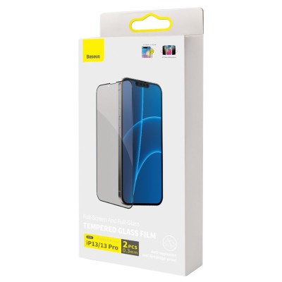 Baseus Tempered Glass Anti-spy 0.23mm kijelzővédő üvegfólia iPhone 13 / 13 Pro készülékhez (2db)