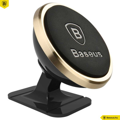Baseus 360°-ban forgatható  mágneses autós telefontartó műszerfalra - Arany