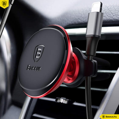 Baseus Air Vent univerzális mágneses autós telefontartó szellőzőrácsra - Fekete-piros