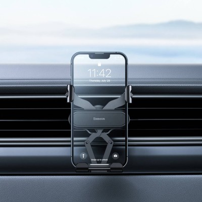 Baseus Gravity Air Vent csíptethető autós telefontartó szellőzőrácsra (fekete)