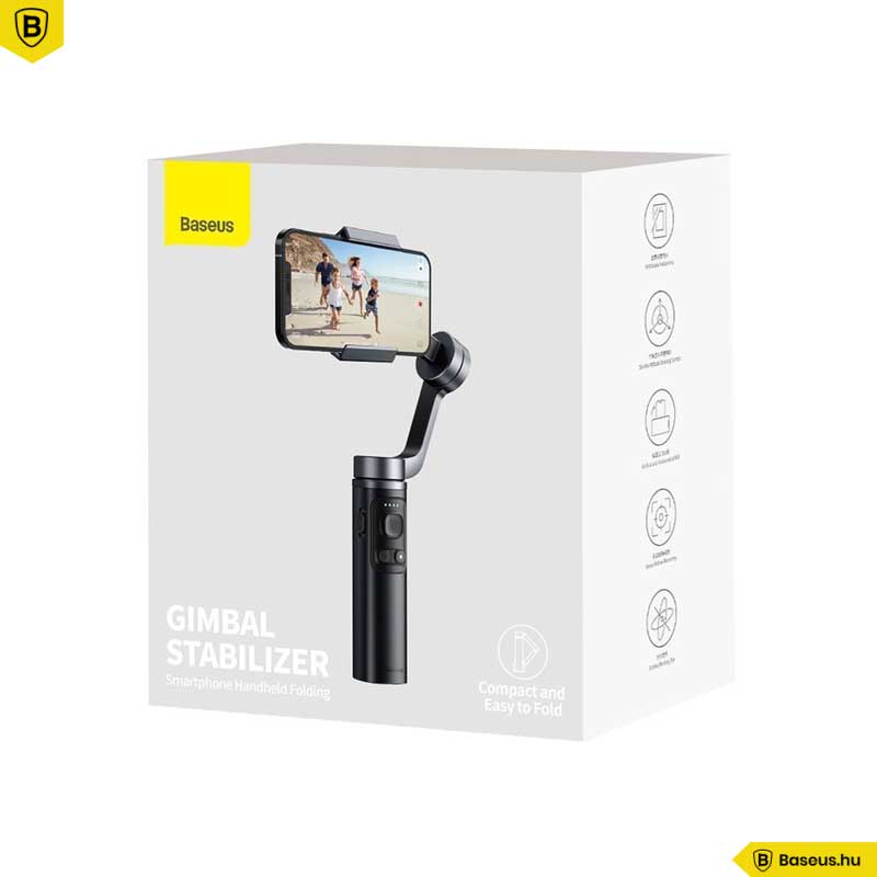 Baseus 3-tengelyes okostelefon kézi Gimbal stabilizátor fényképekhez és videók rögzítéséhez iOS Android kompatibilis