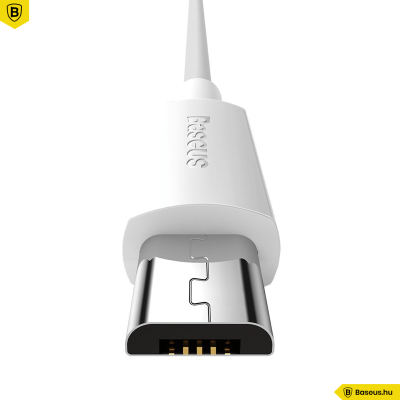 Baseus Simple Wisdom Micro USB adat/töltőkábel 2,1A 1,5m (2db/cs.) - Fehér