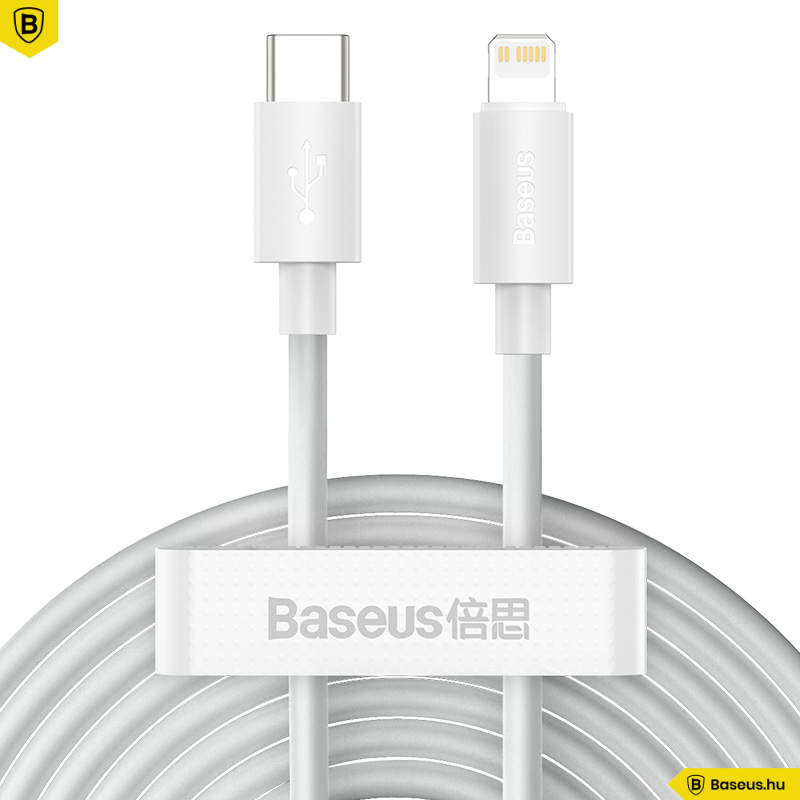 Baseus Simple Wisdom USB-C/Lightning adat/töltőkábel PD 20W 1,5m (2db/cs.) - Fehér