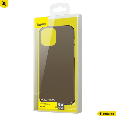 Baseus iPhone 12 Mini matt üveg tok - Fekete