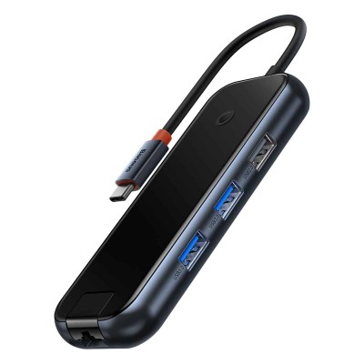 Baseus AcmeJoy series Hub 6 az 1-ben USB-C - 2xUSB 3.0 + USB 2.0 + USB-C PD + HDMI + RJ45 (sötétszürke)