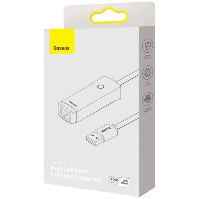 Baseus Lite Series USB-C – RJ45 hálózati adapter (fehér)