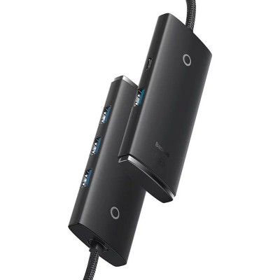 Baseus Lite Sorozat Hub 4 az 1-ben USB - 4x USB 3.0, 25 cm (fekete)
