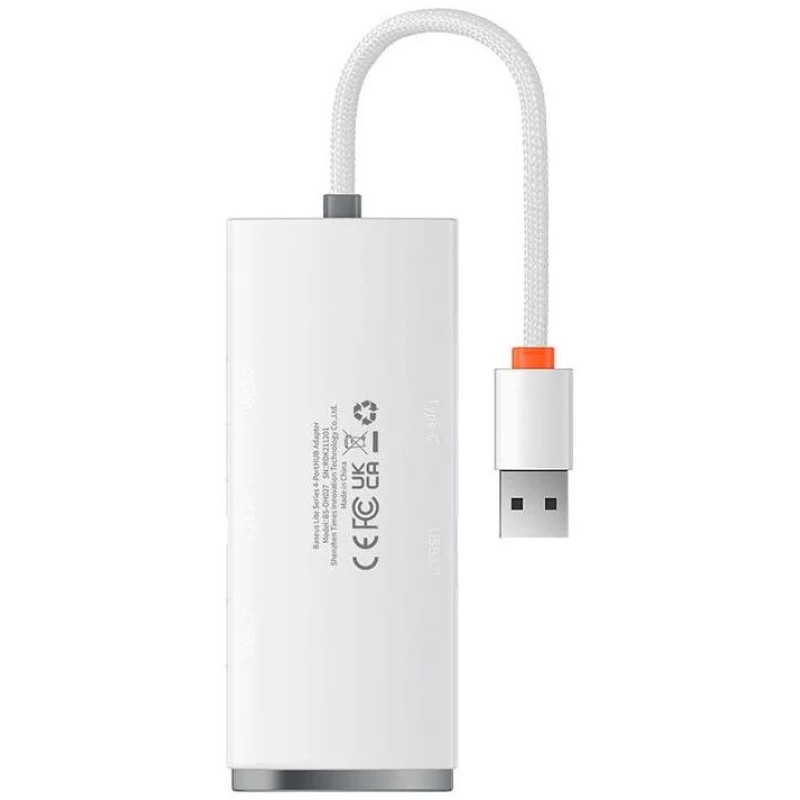 Baseus Lite Sorozat Hub 4 az 1-ben USB - 4x USB 3.0, 25 cm (fehér)