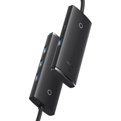 Baseus Lite Sorozat Hub 4 az 1-ben USB-C - 4x USB 3.0 + USB-C, 25cm (fekete)