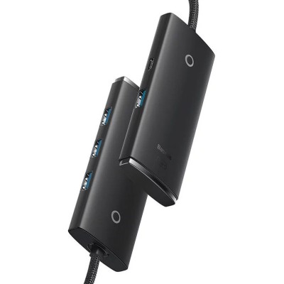 Baseus Lite Sorozat Hub 4 az 1-ben USB-C - 4x USB 3.0 + USB-C, 1m (fekete)