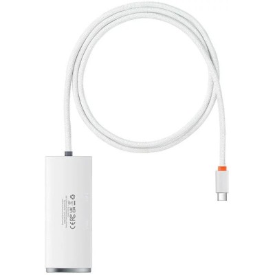 Baseus Lite Sorozat Hub 4 az 1-ben USB-C - 4x USB 3.0 + USB-C, 1m (fehér)