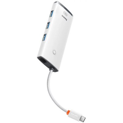 Baseus Lite Sorozat Hub 5 az 1-ben USB-C - 3x USB 3.0 + USB-C + HDMI (fehér)