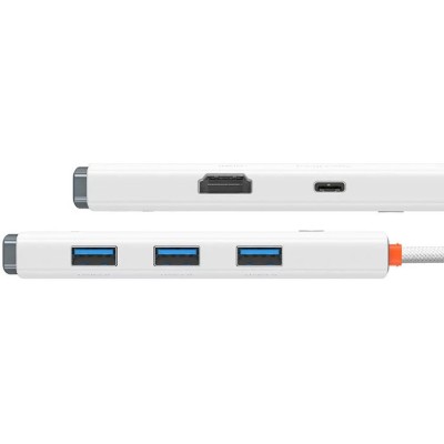 Baseus Lite Sorozat Hub 5 az 1-ben USB-C - 3x USB 3.0 + USB-C + HDMI (fehér)