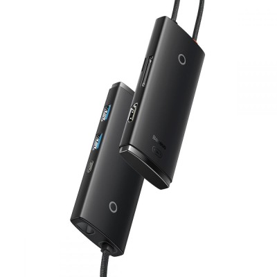 Baseus Lite Sorozat Hub 6 az 1-ben USB-C - 2x USB 3.0 + USB-C + HDMI + SD/TF (fekete)