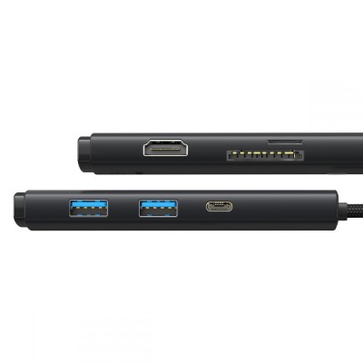 Baseus Lite Sorozat Hub 6 az 1-ben USB-C - 2x USB 3.0 + USB-C + HDMI + SD/TF (fekete)