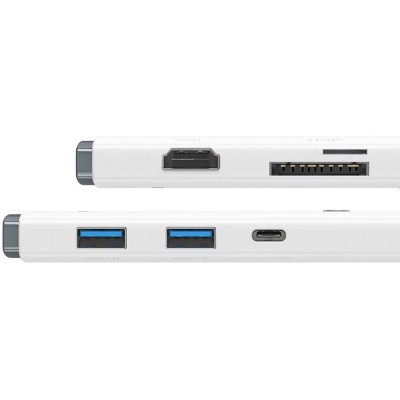 Baseus Lite Sorozat Hub 6 az 1-ben USB-C - 2x USB 3.0 + USB-C PD + HDMI + SD/TF (fehér)