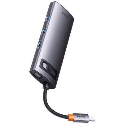 Baseus Metal Gleam Series 6 az 1-ben hub, USB-C - 3x USB 3.0 + USB-C PD +  microSD/SD