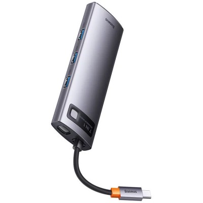 Baseus Metal Gleam Series 7 az 1-ben hub, USB-C - 3x USB 3.0 + 2x HDMI + USB-C PD + Ethernet RJ45