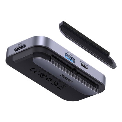 Baseus PadJoy 6 az 1-ben HUB USB-C - USB 3.0 + HDMI + USB-C PD + jack 3.5mm + SD/TF (szürke)